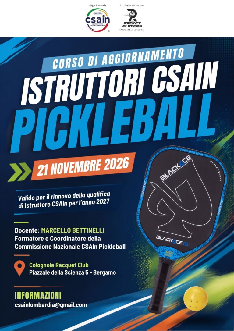 AGGIORNAMENTO ISTRUTTORI PICKLEBALL